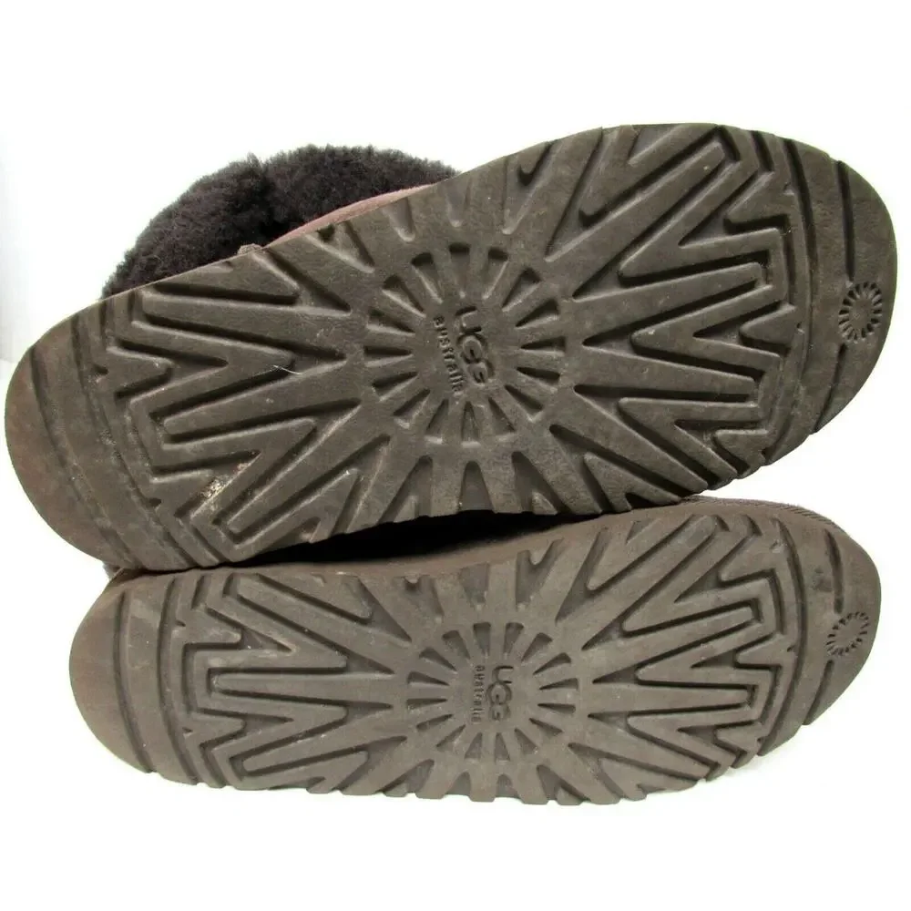 Used UGG Bailey Button Boots 5991Y Big Kid Youth Sz US 5 brown Suede Sheepskin